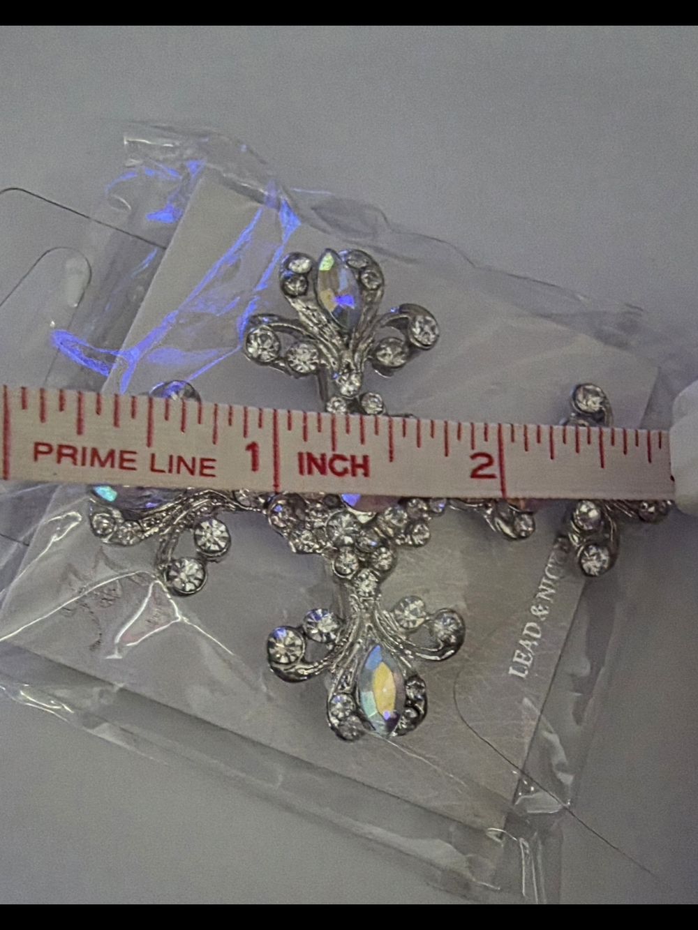 π£ Crystal Cross βοΈ Brooch Pin Iridescent Rhinestone Silver Fashion NWTags ππ - Picture 9 of 9